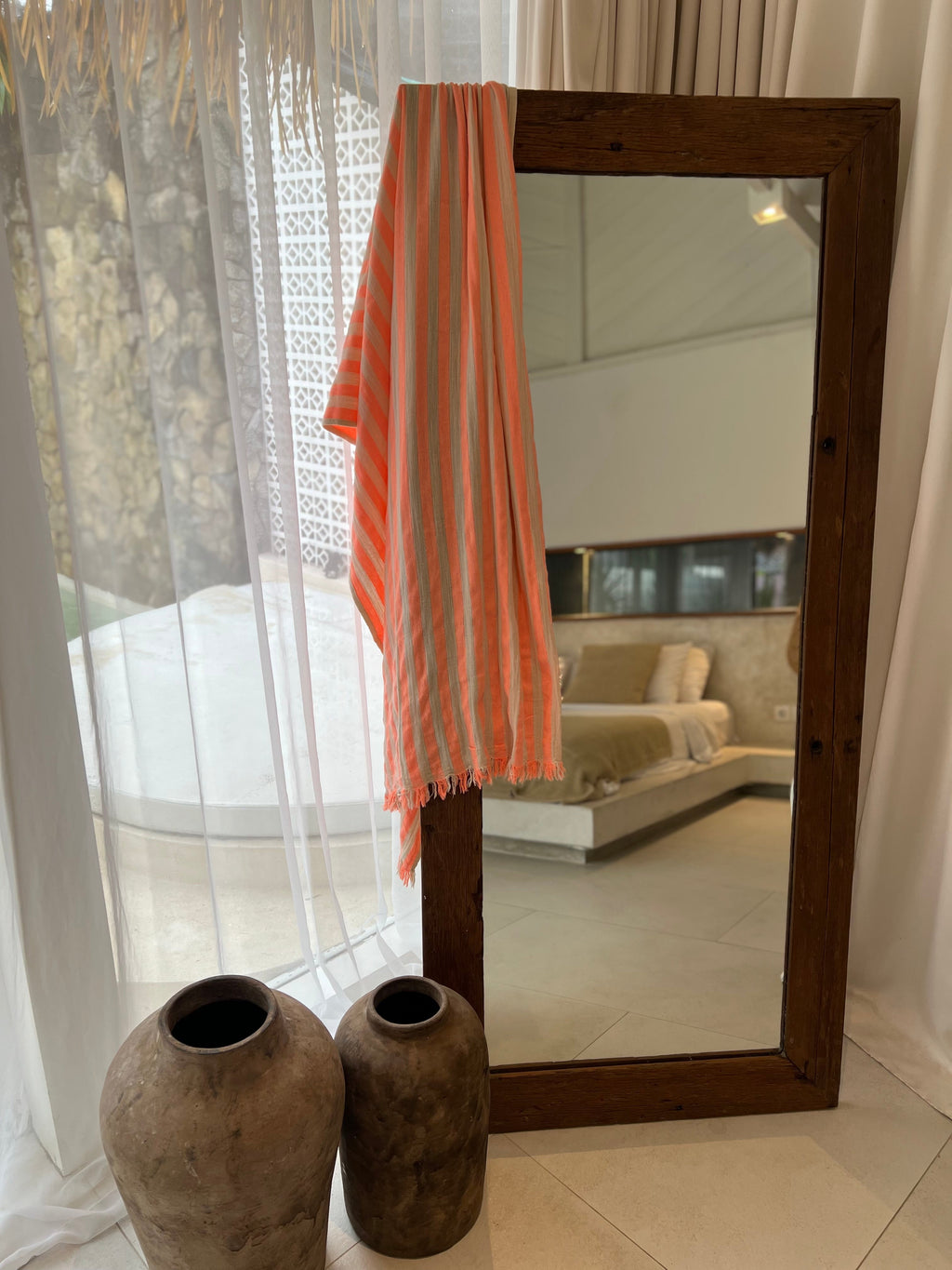 Melody Peshtemal Towel – Handwoven Turkish Hammam Towel in Neon Orange