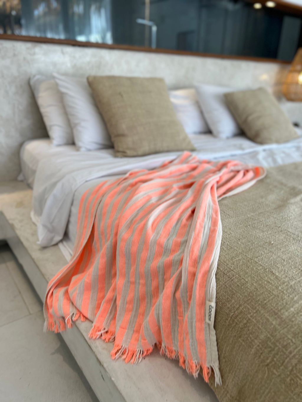 Melody Peshtemal Towel – Handwoven Turkish Hammam Towel in Neon Orange