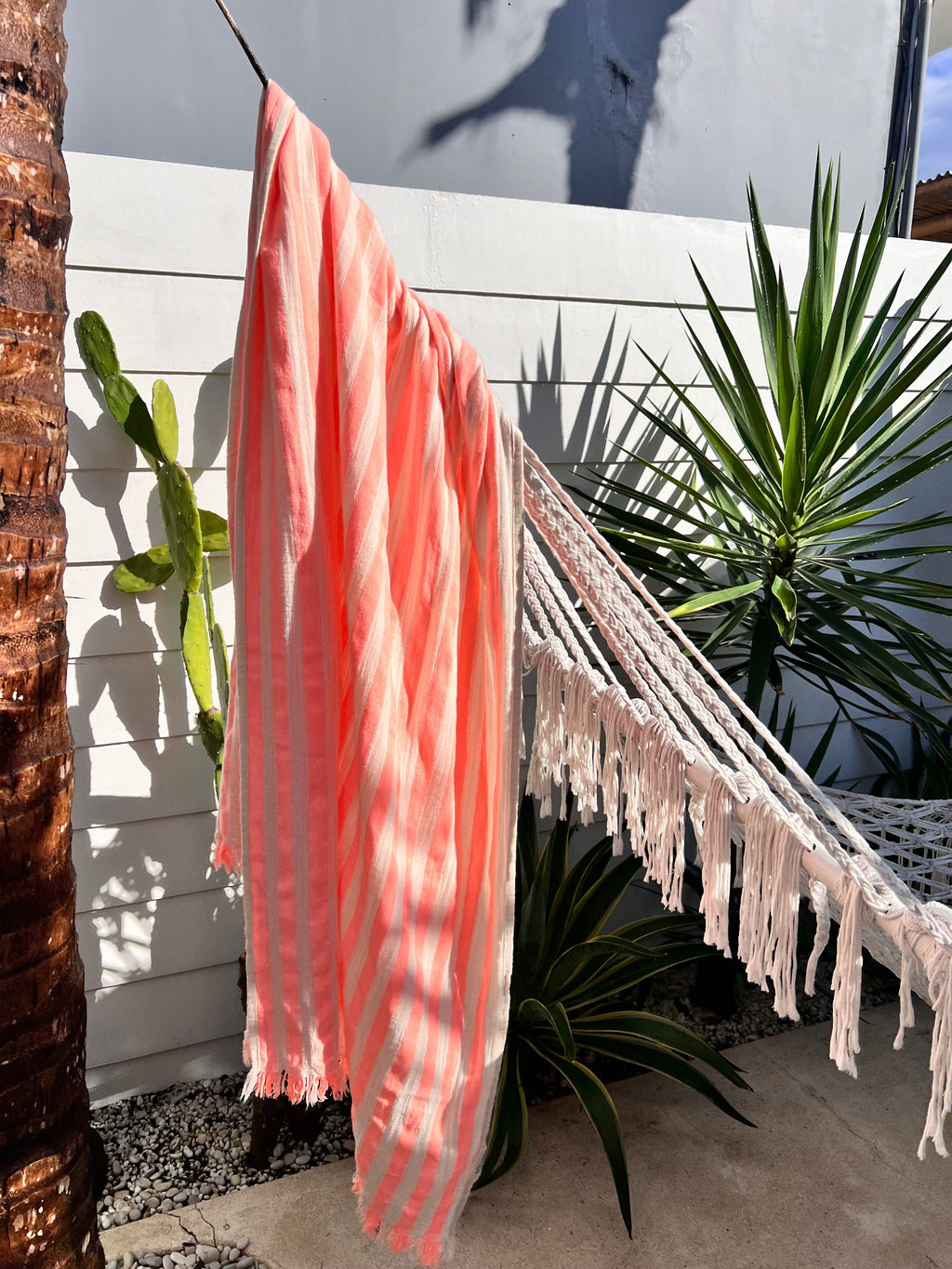 Melody Peshtemal Towel – Handwoven Turkish Hammam Towel in Neon Orange